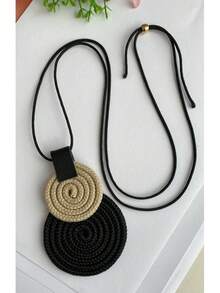 Women's Long Handmade Necklace With Mandala Pendant - 42.Pt/Nat - View 1