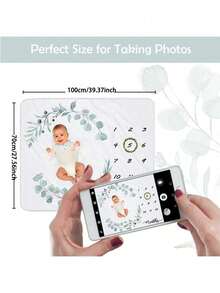 1 pièce Couverture de jalons mensuels pour garçon et fille - Premium extra douce pour la baby shower - Décoration de chambre d'enfant nouveau-né - Capturer la croissance - Avec cadres - Multicolore - Voir 2