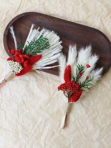 5 Pces Boho Dried Pampas Grass Bouquet Mini Various Natural Dried Flower Combinations With Stem Dried Embossing Flower Dry Floral Arrangement For Vase, Carfts, DIY, Wedding, Christmas & Home Decor