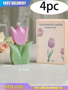 郁金香花香薰蜡烛，情人节、生日、石蜡和大豆蜡混合，适合室内和室外使用，情人节派对，情人节礼物，花卉专用石蜡大豆香薰蜡烛礼物，毕业礼物，婚礼 - 彩色 - 查看 17