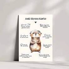 1 tấm thiệp Đức "Anti - Stress - Karte" dịu nhẹ, hình con rái cá dễ thương và mẹo làm dịu, chất liệu giấy, thích hợp cho gia đình và bạn bè, quà tặng giảm căng thẳng độc đáo, bao gồm phong bì - nhiều màu - Xem 5