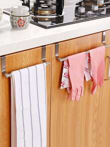 1 cái, Giá treo khăn gia dụng không đục lỗ treo tường cửa tủ phía sau cửa Giá để đồ Giá treo khăn đơn không đóng đinh Thanh treo giẻ, Tổ chức và lưu trữ nhà bếp, Phụ kiện nhà bếp - Bạc - Xem 1