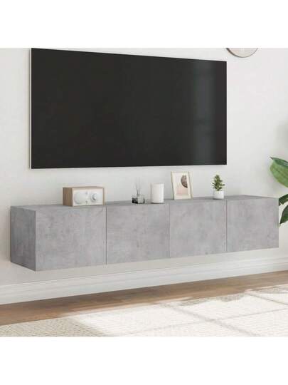 VidaXL TV Wand Units LED Lighting, stuks 80x35x31 Cm, Concrete Grijs