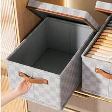 Nonwoven Fabric Checkerboard Pattern Clothes Storage Box With Lid, Home Organizer For Clothes, Toysbedroom,Organizer,Organiser,Home Storage,White T Shirt Women,Black Pants Women,Ladies Winter Clothes,Dress,Winter Clothes For Ladies,Elegant Woman Dresses,White Shirt For Ladies,Long Sleeve,White Jumpsuit For Women,Spring Dresses For Women,Spring Outfits For Women,Spring,Spring Clothes,Minimalist,Summer Tops