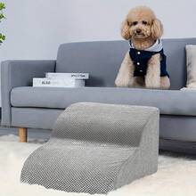 Dog Stairs & Ramp - High-Density Foam Pet Steps, Extra-Wide Non-Slip Orthopedic Dog Ladder With Soft Foam Padding, For Injured/Senior Pets & Small Cats To Access High Beds/Couches - Màu Xám nhạt - Xem 2
