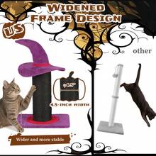 Wizard Hat Cat Scratching Post With Spring Ball Toy For Indoor Cats, Halloween Spooky Cat Scratcher, Purple