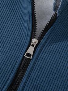 Set de 2 piezas de chaqueta con capucha y pantalones con cordón forrados de forro polar de moda para niños en otoño/invierno, conjunto deportivo casual