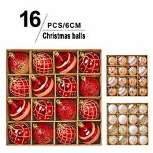 16 قطعة زينة كرات عيد الميلاد لشجرة عيد الميلاد، كرات زينة لا تنكسر معلقة على شجرة عيد الميلاد، كرات بلاستيكية بالجملة لزينة شجرة العطلات، مع سلسلة معلقة، مناسبة لشجرة عيد الميلاد وحفلات عيد الميلاد وديكور المنزل، (أحمر - ذهبي وردي - أبيض)