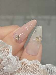 2件装奢华女士风格闪亮四叶草美甲装饰品，用于指甲装饰、美甲配件和美甲用品。新款四叶草美甲装饰品，大号和中号尺寸。 - 彩色 - 查看 3