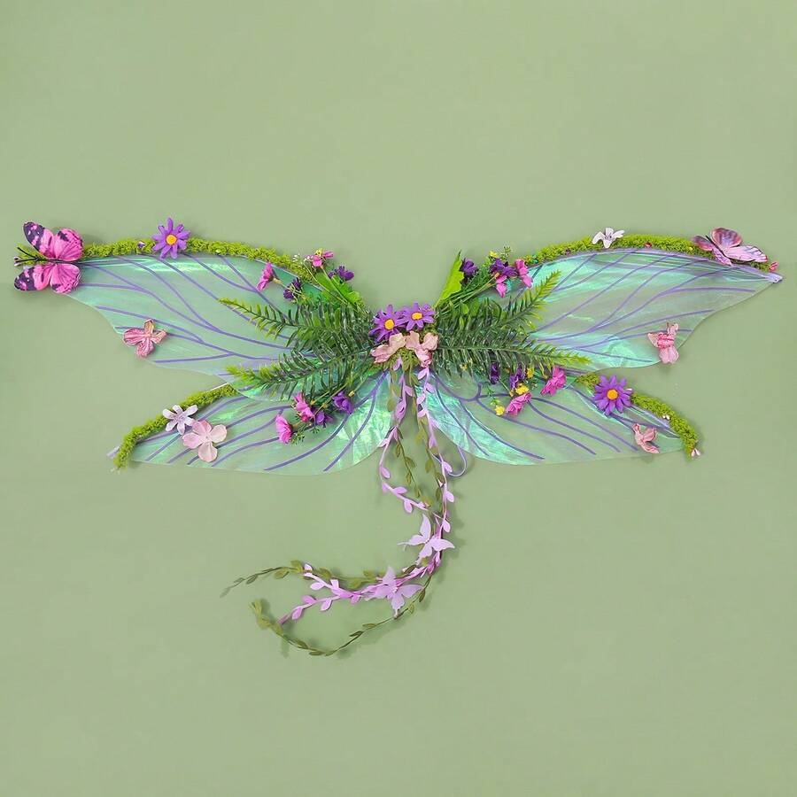 Butterfly Wing For Women, 3D Flower Fairy Sheer Wings Halloween Cosplay Supplies - Purple - View 1