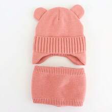 Knitted Baby Bear Ears Hat Scarf Set Thermal Lined Toddler Kids Hats Soft Knit Beanie For Infant Boys Girl Warm Winter Hat Caps - Bear Ear Scarf Two Piece Set - View 15