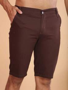 Men's Bermuda Shorts, Colored Twill, Premium Jeans, Various Colors - Coffee Brown - View 6