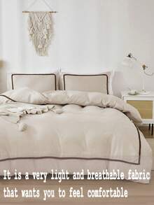 3 PiecesBoho Farmhouse Pom Pom Duvet Cover Set, Beige, Soft Microfiber Material, Suitable For Men, Women, And Babies, Includes 1 Duvet Cover And 2 Pillow Shams, Comforter Not Included - Beige - View 5