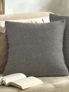 2-Pack Zippered Cushion Cover Set | 45x45 Cm | Modern Design, Easy-Care Decorative Pillow Covers | MADE IN TURKEY - Dark Grey - View 2