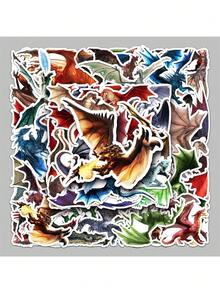 50pcs Dragon Animal Cartoon Series Phone Case Graffiti Stickers For Laptop Helmet Skateboard, Waterproof DIY Creative Stickers - Multicolor - View 4
