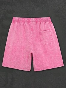 DonJulio Gradient Washed Shorts, Y2K 100% Cotton Men's Graphic Print Shorts, Men's T-Shirts, Custom Men's Tops, Men's Shirts, Summer Shorts, Personalized T-Shirts, Men's Graphic Shorts - Hot Pink - View 2