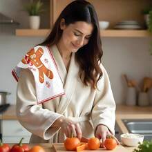 1 set/2 piezas/100 piezas Toallas de cocina y paños de cocina con estampado de pan de jengibre, adecuados para decoración de interiores en restaurantes, cocinas, baños, decoración de fiestas, regalos festivos y pueden ser entregados como regalos de Navidad