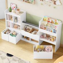 Toy Storage Cabinet, Toy Storage Rack, Montessori Children's Bookcase, Children's Toy And Bookcase, Children's Toy Storage Rack, Montessori Bookcase, Children's Bookcase, Children's Bookshelf, Toy Storage Rack - White - View 2