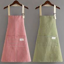1/5pcs,Linen Apron,Striped Apron,Kitchen Household Adult Apron, Breathable Fashion Apron, Kitchen Suplies Anti-Grease Kitchen Cleaning Protective Apron With Adjustment Buckle - Khaki - View 4