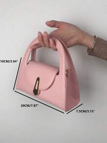 迷你方形包 PU 粉色手提包简约、可爱纯色便携、轻便适合女性、新手和白领人士、女孩、女士礼品包、工作、商务、通勤、办公室的完美选择 - 粉色 - 查看 3