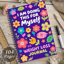 1 Pieza Diario de pérdida de peso y bienestar de 12 semanas - Medición corporal, acondicionamiento físico, sueño, dieta y seguimiento de hábitos, diseño floral vibrante con flores sonrientes, patrones de corazón y elementos animales, kit de scrapbook hecho a mano - Multicolor - Ver 3