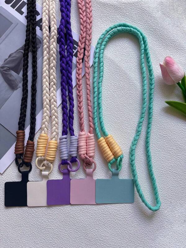 1pc Minimalist Colorful Braided Lanyard Strap, Adjustable Crossbody Phone Lanyard, Suitable For Hiking, Outdoor Travel, Smartphone, Keychain