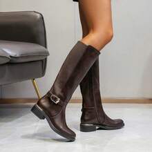 Bottes Avec Boucle Et Lastique Arrière - Coffee Brown - View 2