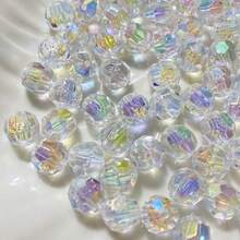 Mărgele acrilice ovale, culoare AB, albe, transparente, tăiate, 8 mm/10 mm, 200 buc/400 buc, potrivite pentru brățări împletite DIY, coliere, cercei, bijuterii, accesorii de păr/accesorii pentru încălțăminte/îmbrăcăminte/ornamente, materiale decorative, mărgele decorative