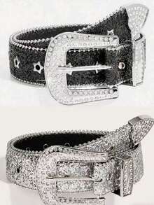 1pc Women's Y2k Style Western Chunky Waist Belt With Dopamine Star & Eye Decor, Perfect For Daily Wear Party