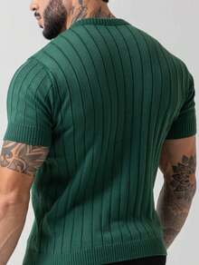 TRICOT DE LUXO Men's Lightweight Textured Knit T-Shirt, High Quality, Spring, Summer, Autumn, Premium Quality - màu xanh lá - Xem 4