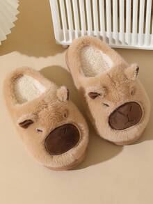 Męskie kapcie domowe na jesień/zimę z motywem kapibary, grube, pluszowe, ciepłe i wygodne