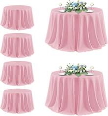 Sancua White Table Cloths Rectangle, 8 Pack Tablecoths For 6 Foot Tables - Washable Polyester Fabric Table Cover For Wedding, Birthday Party, Banquet Reception, 54x108 Inch - 粉色 - 查看 2