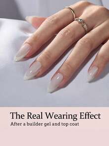 150 móng tay giả gel kiểu Pháp hình hạnh nhân - Màu nude, kiểu dáng cổ điển Pháp với đầu móng nhọn, hình dáng hạnh nhân dài vừa phải, móng giả gel mềm, dụng cụ nối móng acrylic có thể ngâm. - trắng - Xem 4