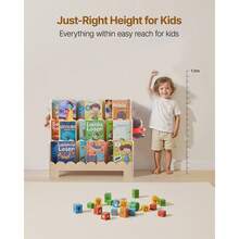 Montessori Bookshelf, 3-Tier Scalloped Kids Bookshelf, Front Facing Toddler Bookcase, Dual Hooks For Hanging Backpacks, Baby Bookshelf For Kids Room, Living Room, Entryway, Nursury, Preschool - Kệ gỗ 21-30 inch màu nâu nhạt - Xem 5
