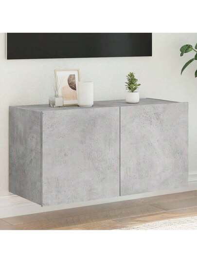 VidaXL TV Wand Unit LED Lighting 80x35x41 Cm Concrete Grijs