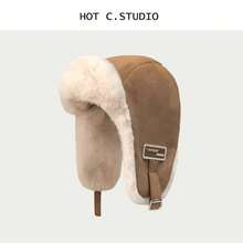 户外绒面飞行员帽、雷风帽、加厚保暖冬帽、防风美卡皮帽、男女通用绒面保暖棉帽、滑雪骑行防风加厚冬季绒面雷风帽、涤纶防水猎帽、护耳、防风保暖冬装绒面革帽 - 多色 - 查看 15