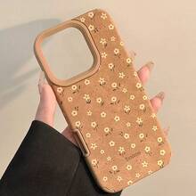 GUCADI 1 chiếc ốp lưng điện thoại màu kaki da lộn họa tiết hoa cổ điển tối giản, tương thích với dòng 16/15/14/13/12/11, Thu Đông - Màu Khaki - Xem 12