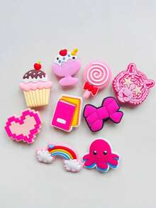 10-20-30-50-100 PCS Mixed Pink Series, Random DIY Shoe Decor Kit - DIY Shoe Decor Kit - Cute Flowers, Heart Shapes, Bows, Diamonds, Bags, Shoes, Lip Prints, Butterflies, Ice Cream, Cherries, Shells, Musical Notes Shoe Accessories. Whether Used To Embellish Shoes, Bags, Bracelets Or As Party Gifts, Festival Decorations Or Birthday Presents, It Can Showcase Your Personal Charm.