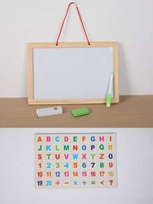 Kids Drawing Board With Double-Sided Blackboard And Whiteboard, Wooden Board With Magnetic Letters & Numbers - Educational Drawing & Learning Board For Toddlers & Children