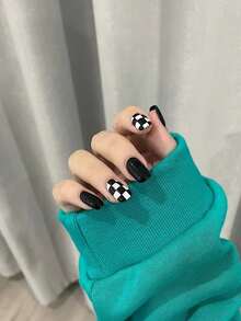 Press On Nails Instantly Enhances Your Look With A Complete Set Of 30 Pieces Of Medium Size Square Shaped Pressed Fake Nails, French High-End And Niche Design, 3D Nail Decoration Pattern Design, Japanese And Korean Style Women'S Fingernail Patches, 1 Piece Of Jelly Glue And 1 Piece Of Rubbing Strip, Suitable For Parties, Dances, Daily Leisure Wear, Detachable And Reusable Wear Nail Supplies Nails - Multicolor - View 6