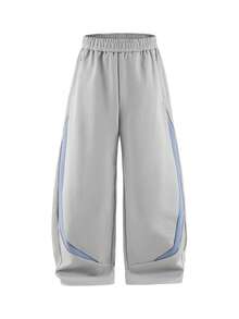 INFLATION 25秋季新款撞色弯刀运动裤美式330G高弹针织休闲运动裤男士 - 灰色 - 查看 5