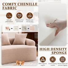 65" Curved Small Loveseat Sofa,Cozy Chenille Upholstered Couch With 3 Pillows,Modern Deep Seat Cloud Couch Memory Foam Compression Sofa,For Living Room Apartment Office,No Assembly Needed - 米色 - 查看 3
