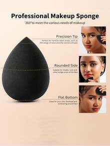 32pcs Makeup Sponge Set, Includes: 20pcs Makeup Brushes, 6pcs Makeup Powder Puffs, 5pcs Face Makeup Sponges, 1pc Makeup Brush Cleaning Tool, Teardrop Makeup Blender Sponges, Soft Concealer Sponges, Suitable For Liquid And Cream Cosmetics, Wet And Dry Use - Black - View 11