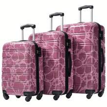 MERAX Hardshell Luggage Sets 3 Pcs Spinner Suitcase With TSA Lock Lightweight-20"+24"+28" Luggages,Pink Purple - Hồng Tím - Xem 1