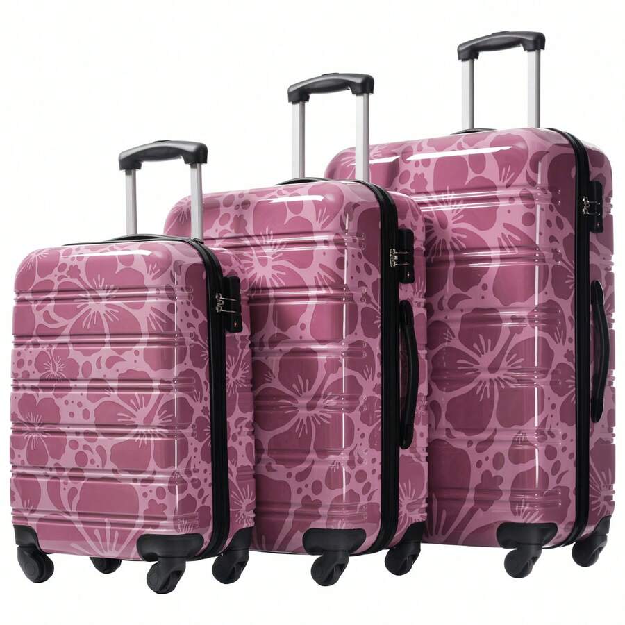 MERAX Hardshell Luggage Sets 3 Pcs Spinner Suitcase With TSA Lock Lightweight-20"+24"+28" Luggages,Pink Purple - Hồng Tím - Xem 1