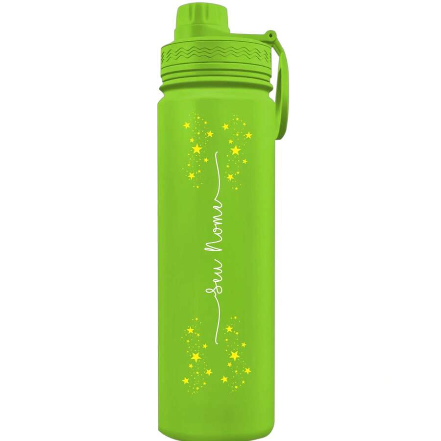 Fresh Thermal Bottle With Personalized Stars Handle With Name - Neon Green - View 1