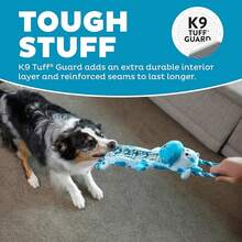 Outward Hound Ropiez Rope Interactive Dog Tug Toy For Tugging Squeaky Fun, 23.6 Inch Mallard, Green, Large - 20吋藍色乳牛 - 查看 4