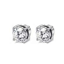Stainless Steel Magnetic Cubic Zirconia Stud Earrings For Men And Women, Hypoallergenic Non-Perforated, 5-8mm Double Sided Magnet Flat CZ Magnetic Clip Earrings Are Suitable For Daily Travel, Weddings, Dates, Parties And Other Festivals