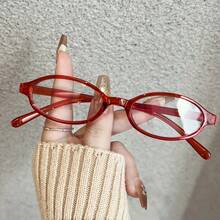 Fashion Oval Frame Transparent Lens Women's Glasses, Transparent Design, Party Accessories,  Computer Goggles, Casual Dress Decoration - Small Size