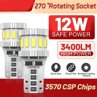 2pcs LED T10 W5W 194 168 LED Bulbs Decoding No Error Car Interior Light,Roof Reading Lights ,Signal Parking Lights Bulb,LED Map Dome Door Trunk License Plate Lights